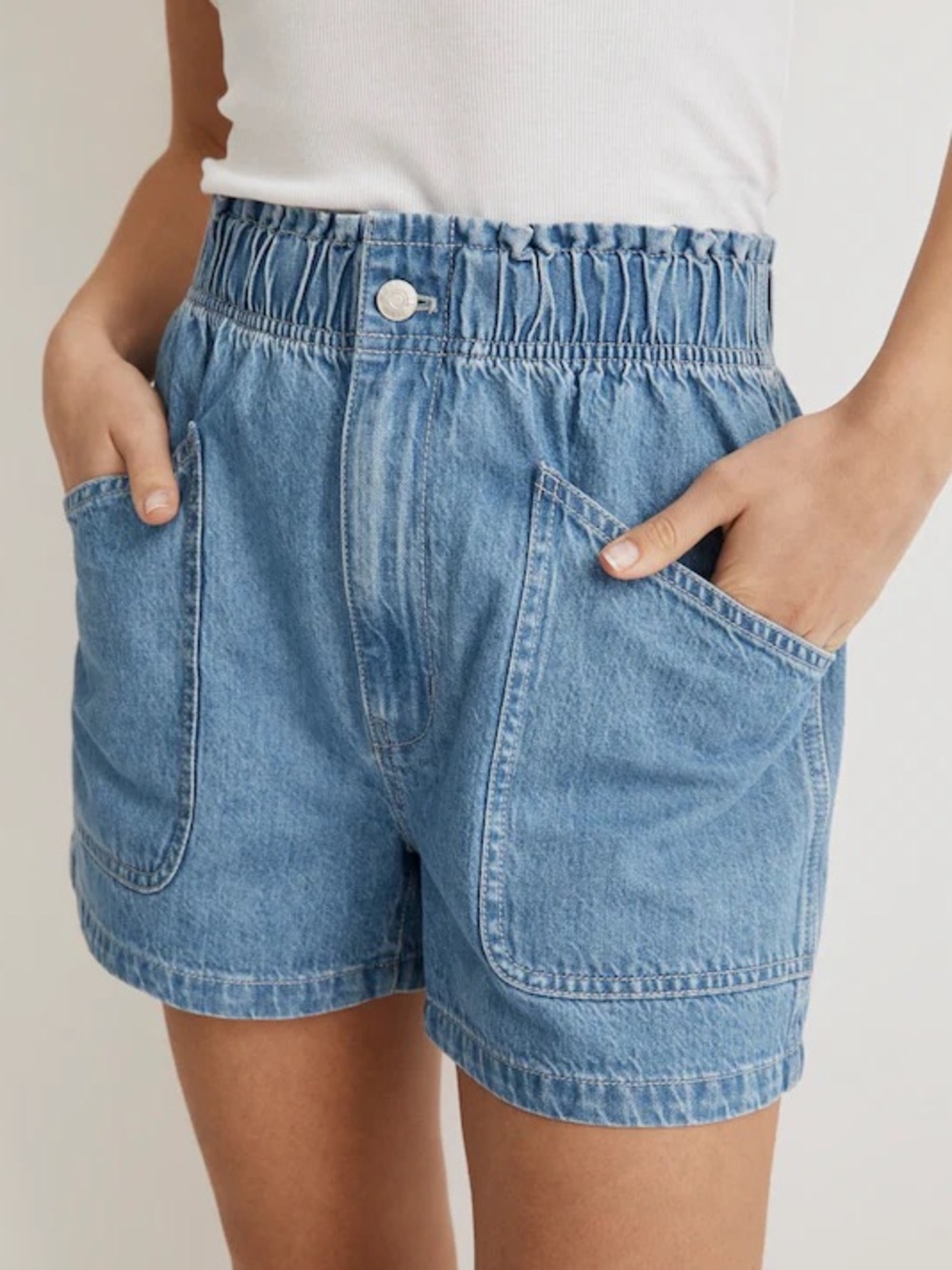 Madewell Pull-On Paperbag Utility Denim Blue Shorts in Arcwood Wash 26 - Picture 9 of 9